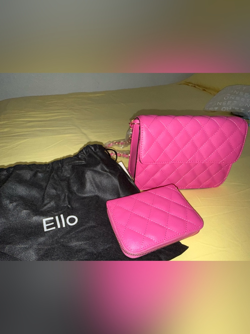 Ello Hot Pink Quilted Crossbody Bag with Zip Wallet